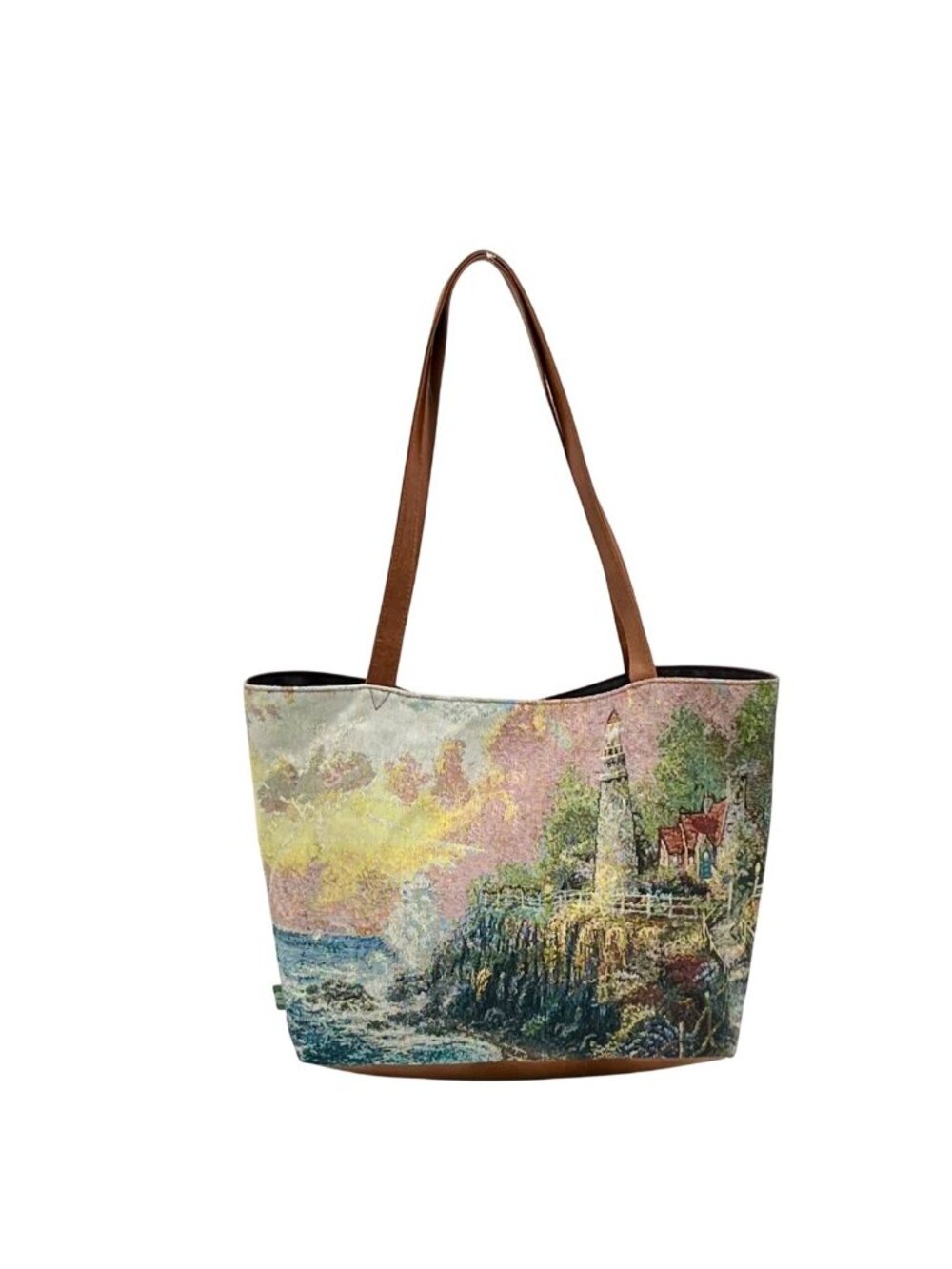 Thomas Kinkade Brown Tapestry Tote Bag